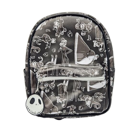 The Nightmare Before Christmas Black White Faux Leather Mini Backpack Disney NWT - Picture 1 of 11
